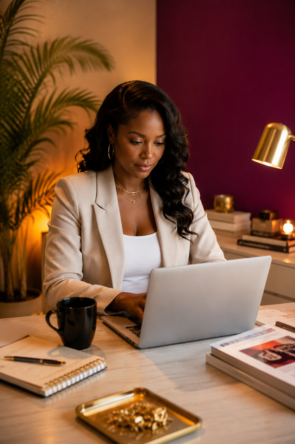 Boutique owner working on her sales strategy