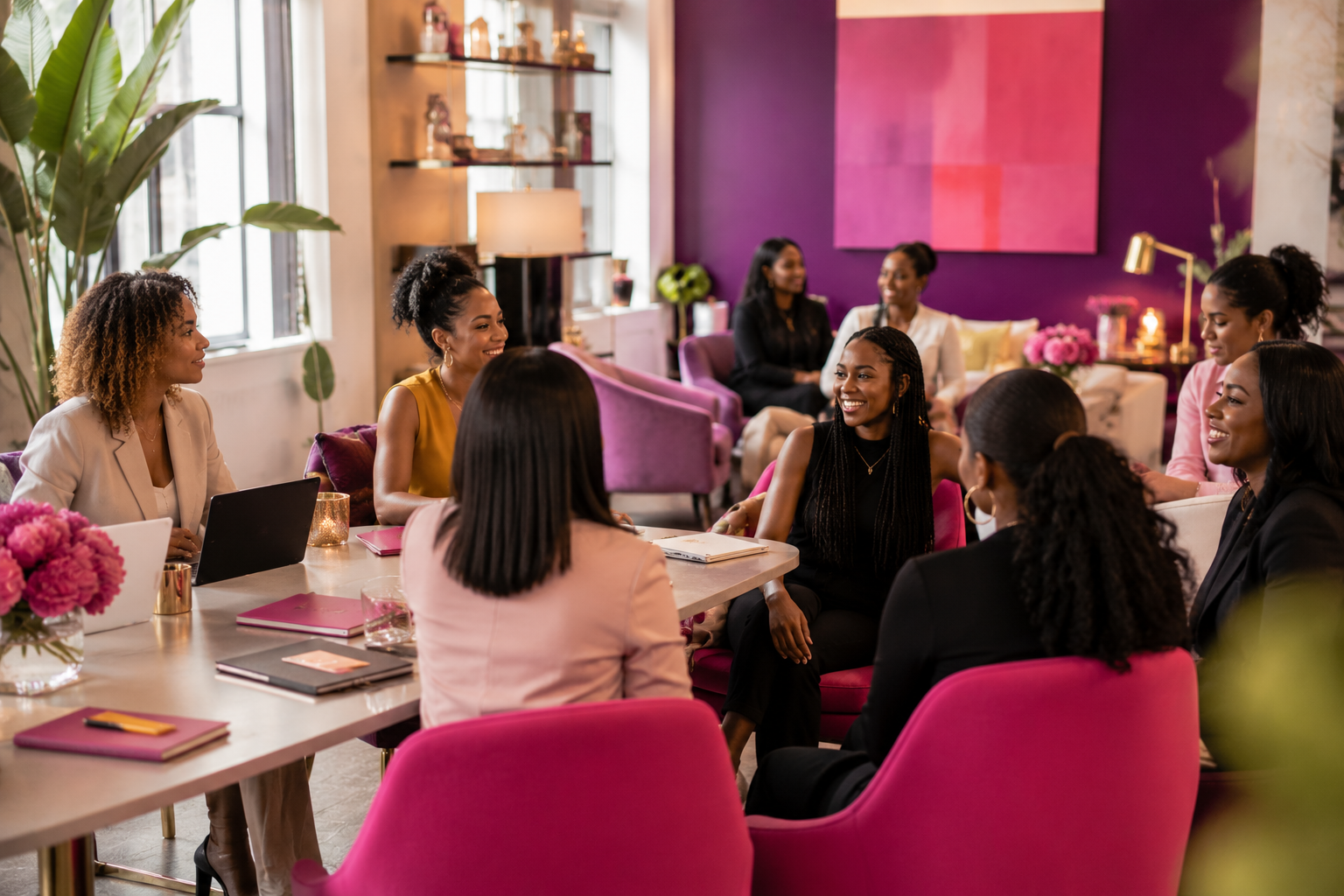 Founders gathered around a table sharing strategy