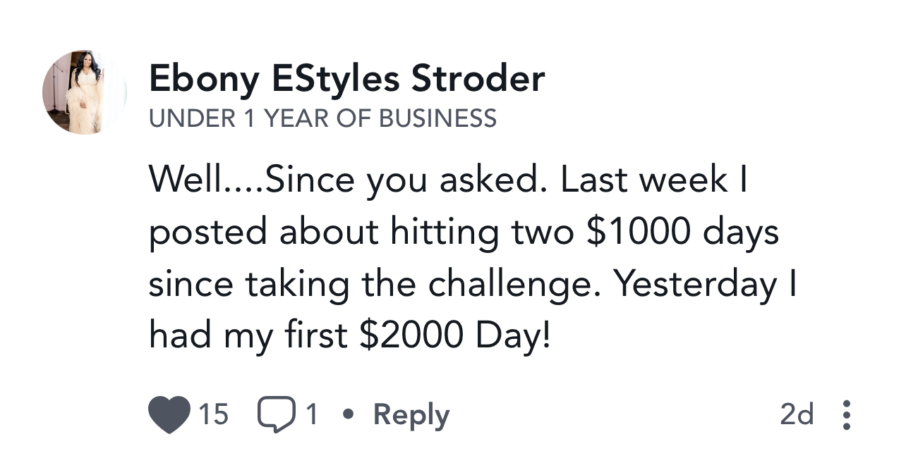 Ebony EStyles Stroder testimonial screenshot